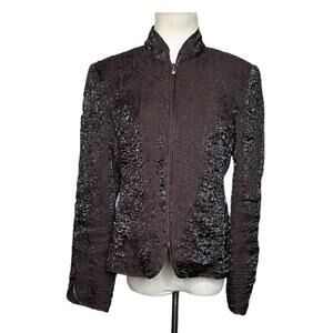 Victor Costa Brown Mandarin Collar Evening Jacket 8